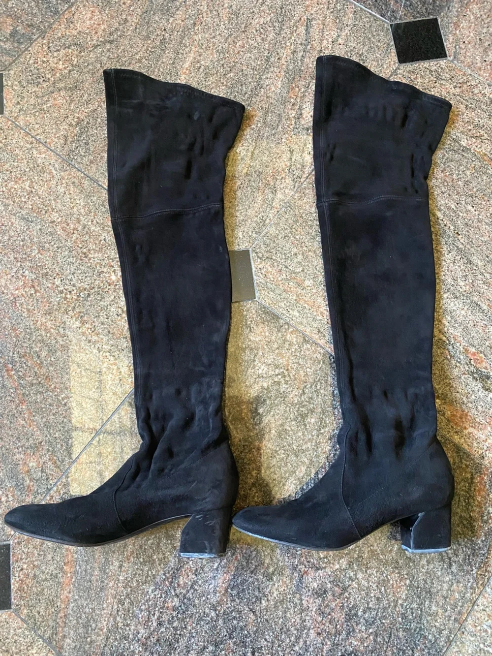Casadei Black Over-the-Knee Suede Stretch Boots, Size 7